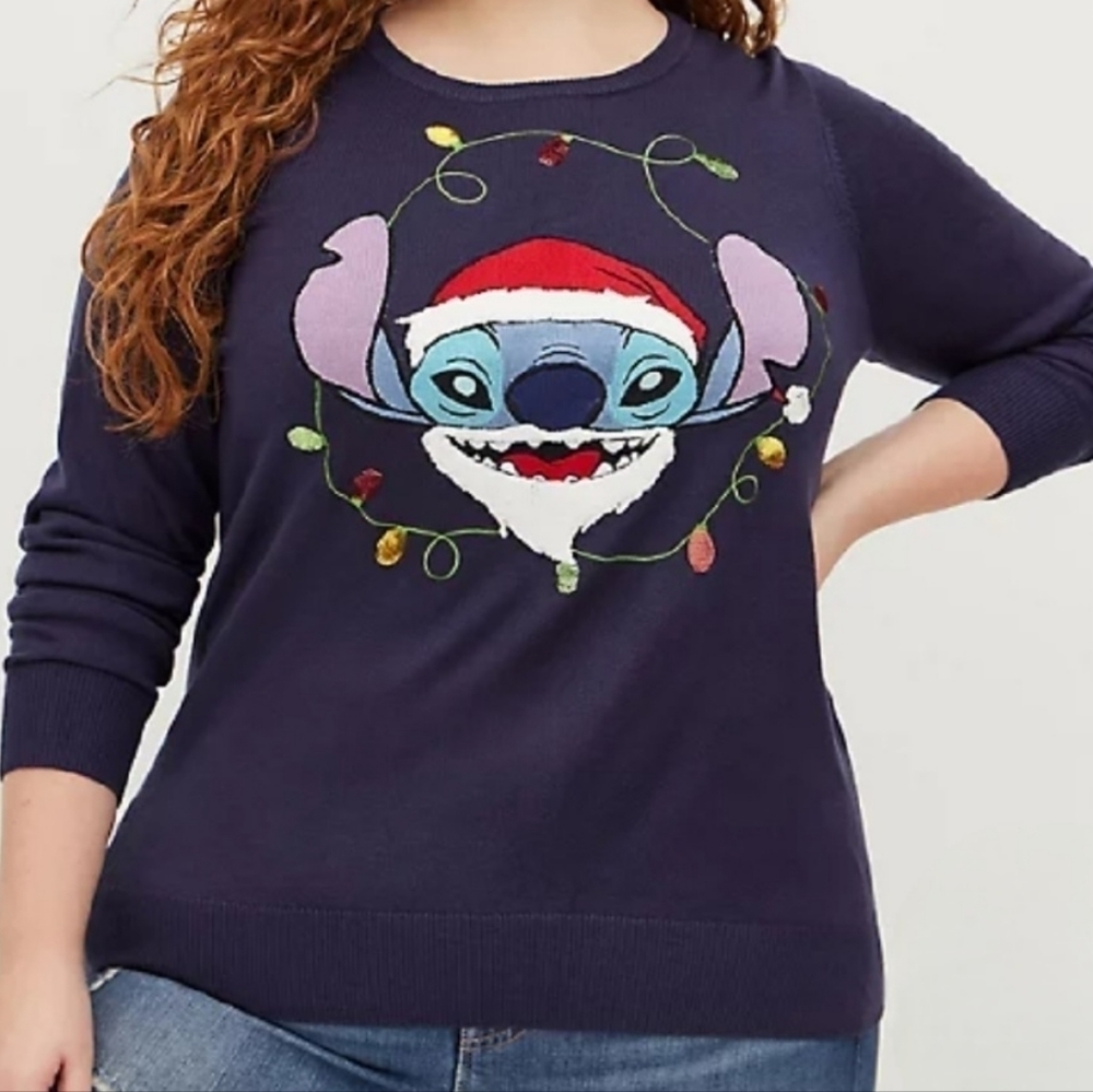 Torrid Santa Stitch Disney Lilo & Stitch Sweater Blue 2X